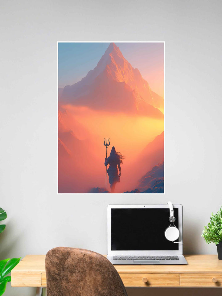 Divine Shiva Himalayan Sunset Wall Art Poster #300