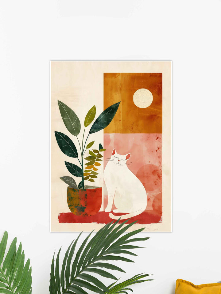 Minimalist Cat & Plant Abstract Wall Poster #33