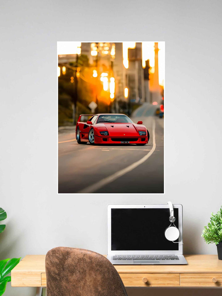 Ferrari F40 Sunset Drive Wall Poster #339
