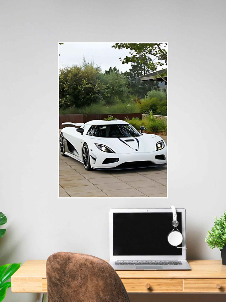 Koenigsegg Agera White Hypercar Wall Poster #341