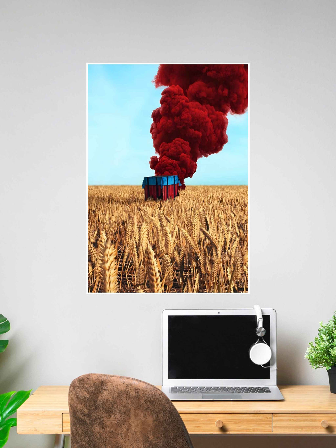 PUBG Airdrop Poster | Red Smoke Battle Royale Wall Art #353