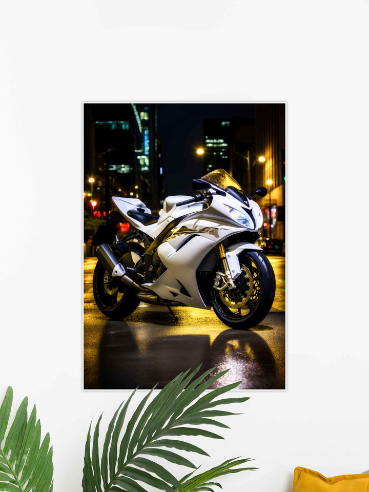White Sports Bike Poster #42
