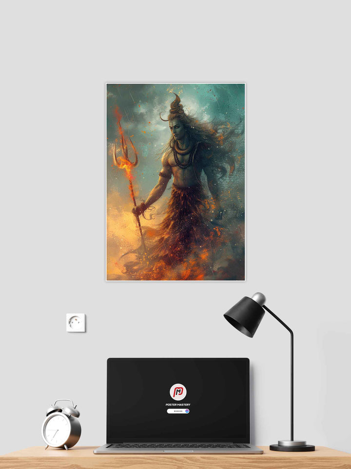 Fierce Lord Shiva Trishul Wall Poster #05