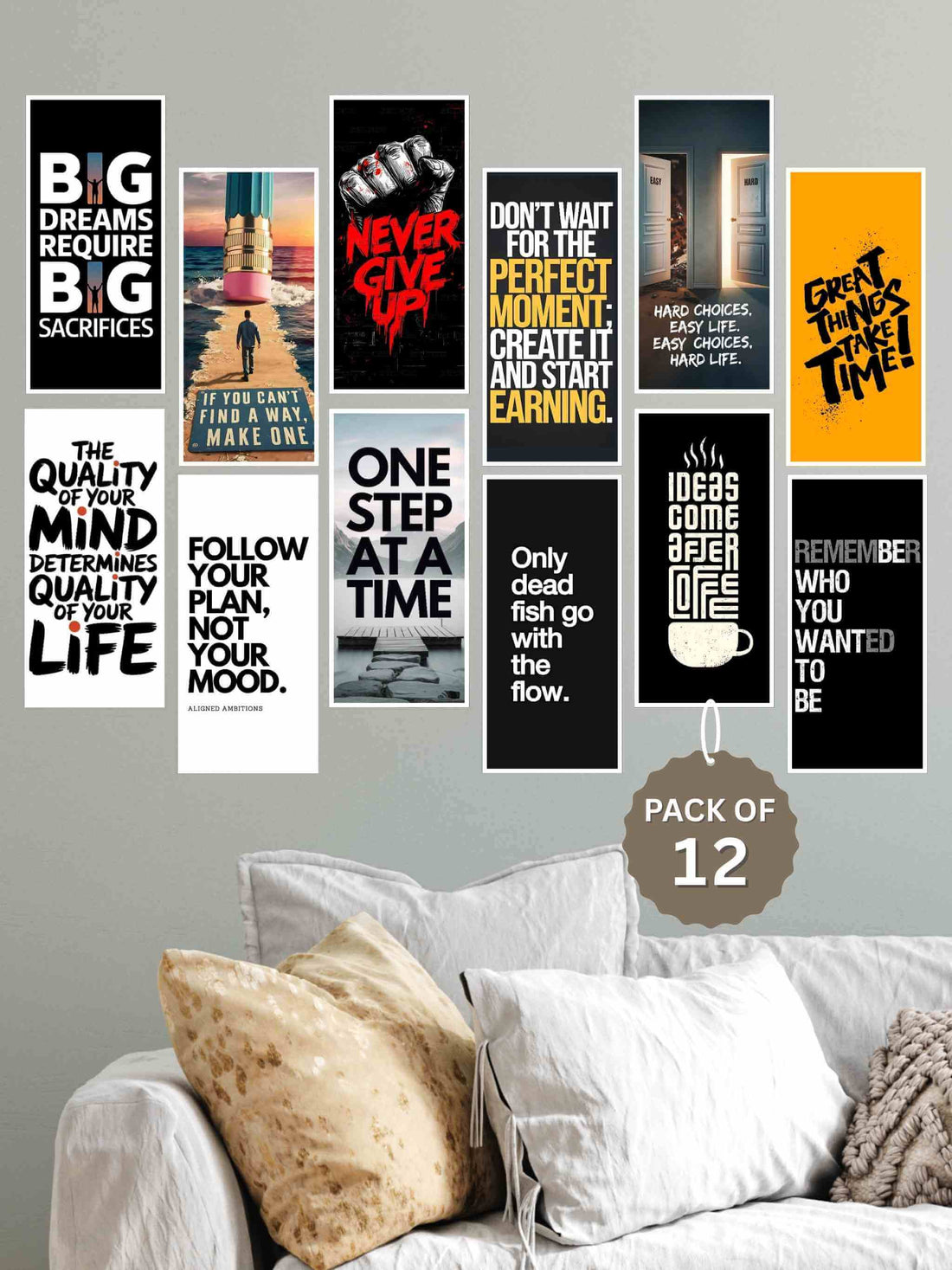 Motivational Quote Wall Poster (Pack of 12)  6" x 12"