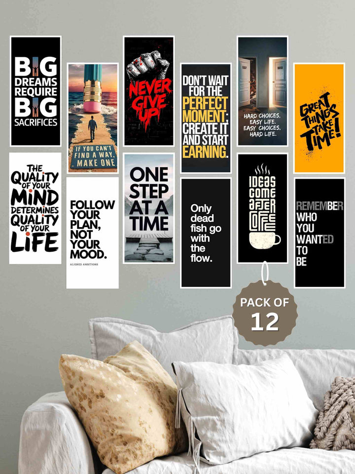 Motivational Quote Wall Poster (Pack of 12)  6" x 12"